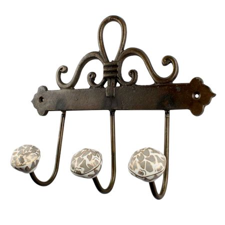 Grey Hexagon Small Ceramic Iron Hook